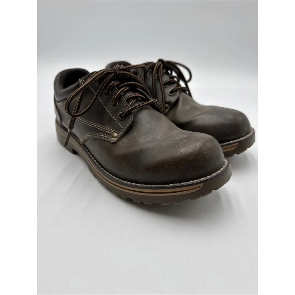 State Street Low Cut Boots Shoes Mens 9 Brown Faux Leather Chunky Y2K Vintage